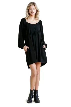 Sweetheart Babydoll Dress, Black