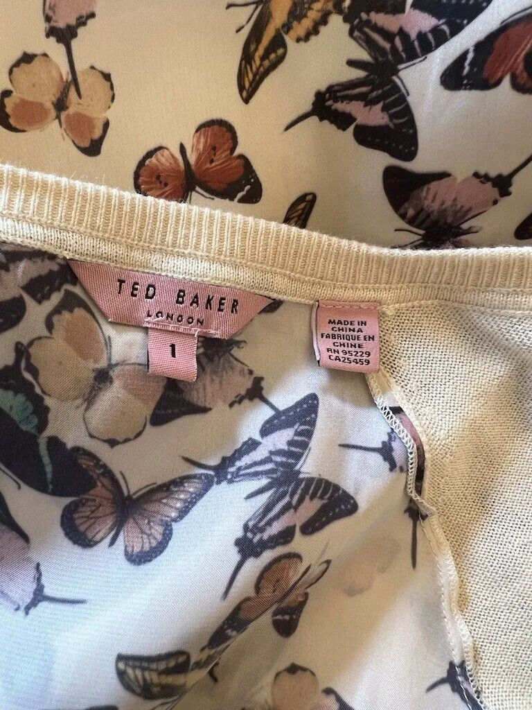 Ted Baker Cream Silk & Angora Long Sleeve Waterfall Cardigan UK 8 US 4 EU 36