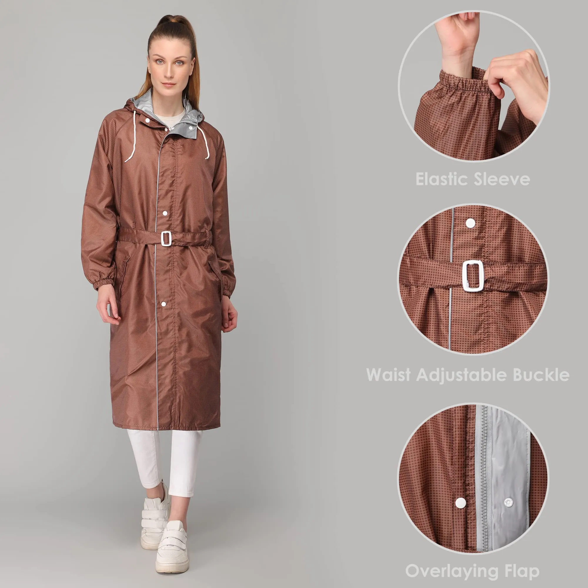 The Clownfish by STRAUSS Raincoats for Women Waterproof Reversible Double Layer. Brilliant Pro Series (Brown, XX-Large)