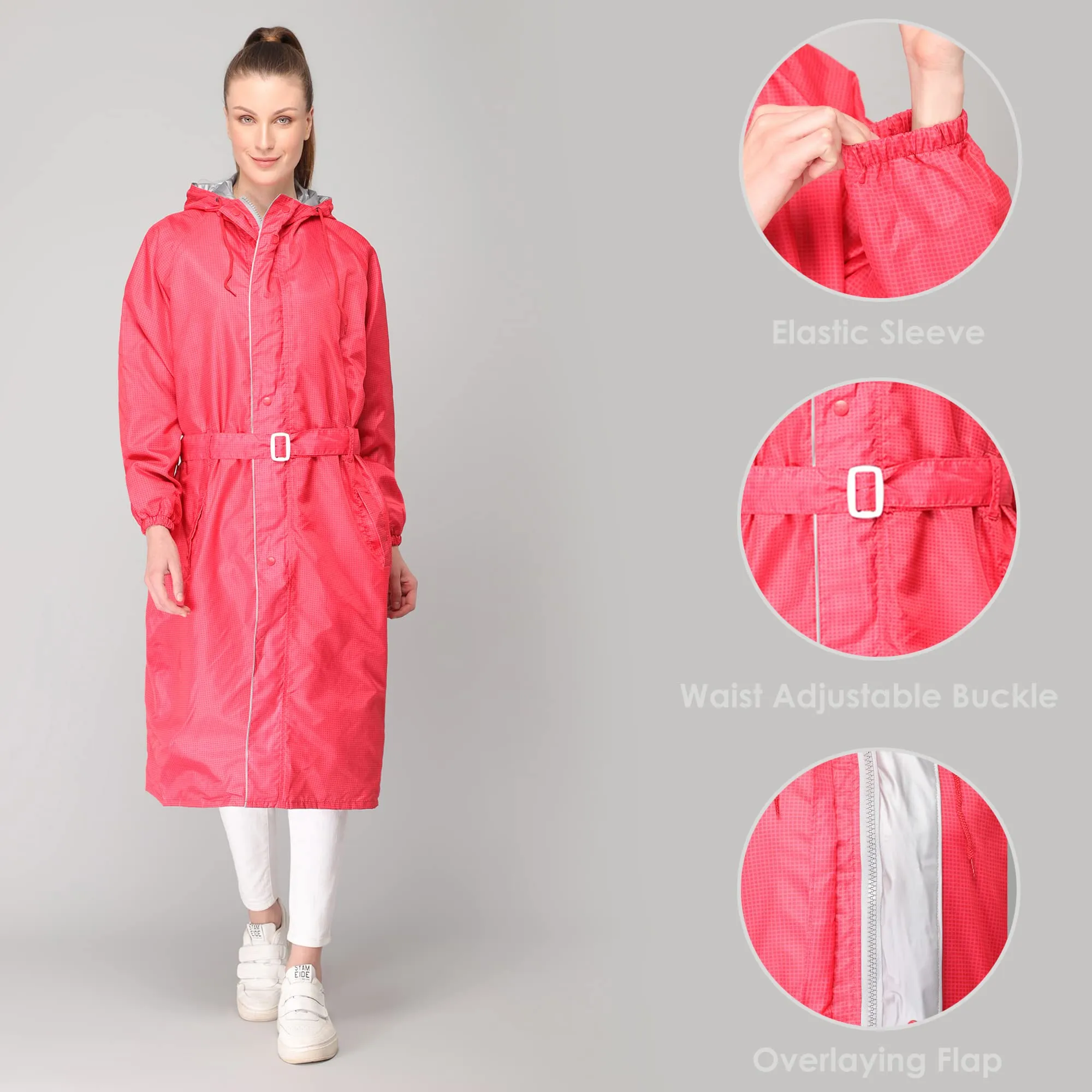 The Clownfish by STRAUSS Raincoats for Women Waterproof Reversible Double Layer. Brilliant Pro Series (Red, X-Large)