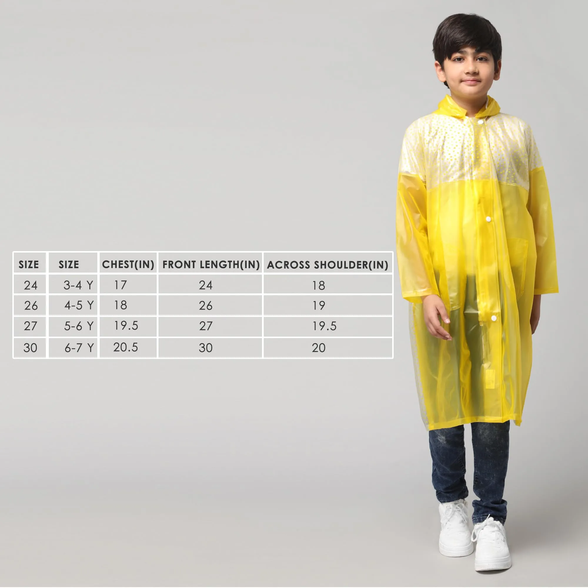 THE CLOWNFISH Drip Dude Series Unisex Kids Waterproof Single Layer PVC Longcoat/Raincoat with Adjustable Hood. Age-5-6 Years (Lemon Yellow)