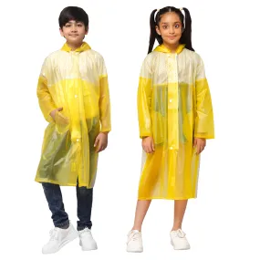 THE CLOWNFISH Drip Dude Series Unisex Kids Waterproof Single Layer PVC Longcoat/Raincoat with Adjustable Hood. Age-5-6 Years (Lemon Yellow)