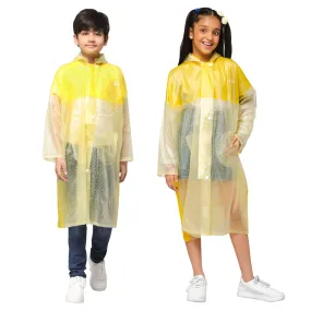 THE CLOWNFISH Misty Magic Series Unisex Kids Waterproof Single Layer PVC Longcoat/Raincoat with Adjustable Hood. Age-3-4 Years (Lemon Yellow)