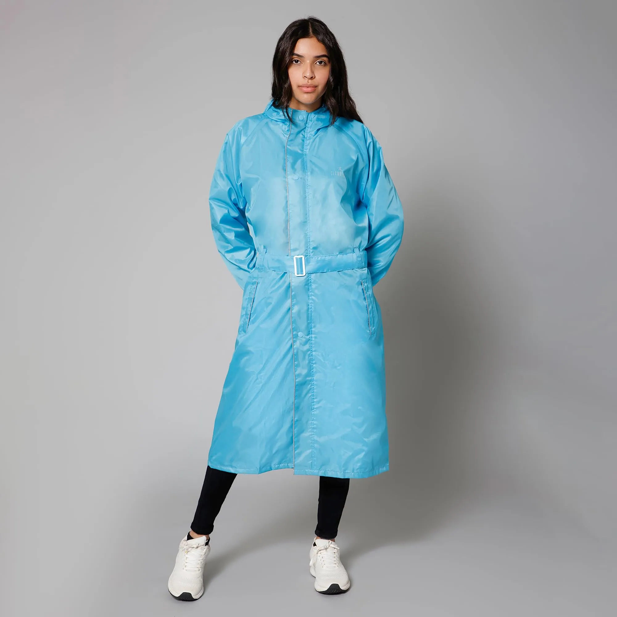 THE CLOWNFISH Raincoats for Women Raincoat for Ladies Waterproof Reversible Double Layer. Drizzle Diva Series (Turquiose Blue, XXX-Large)