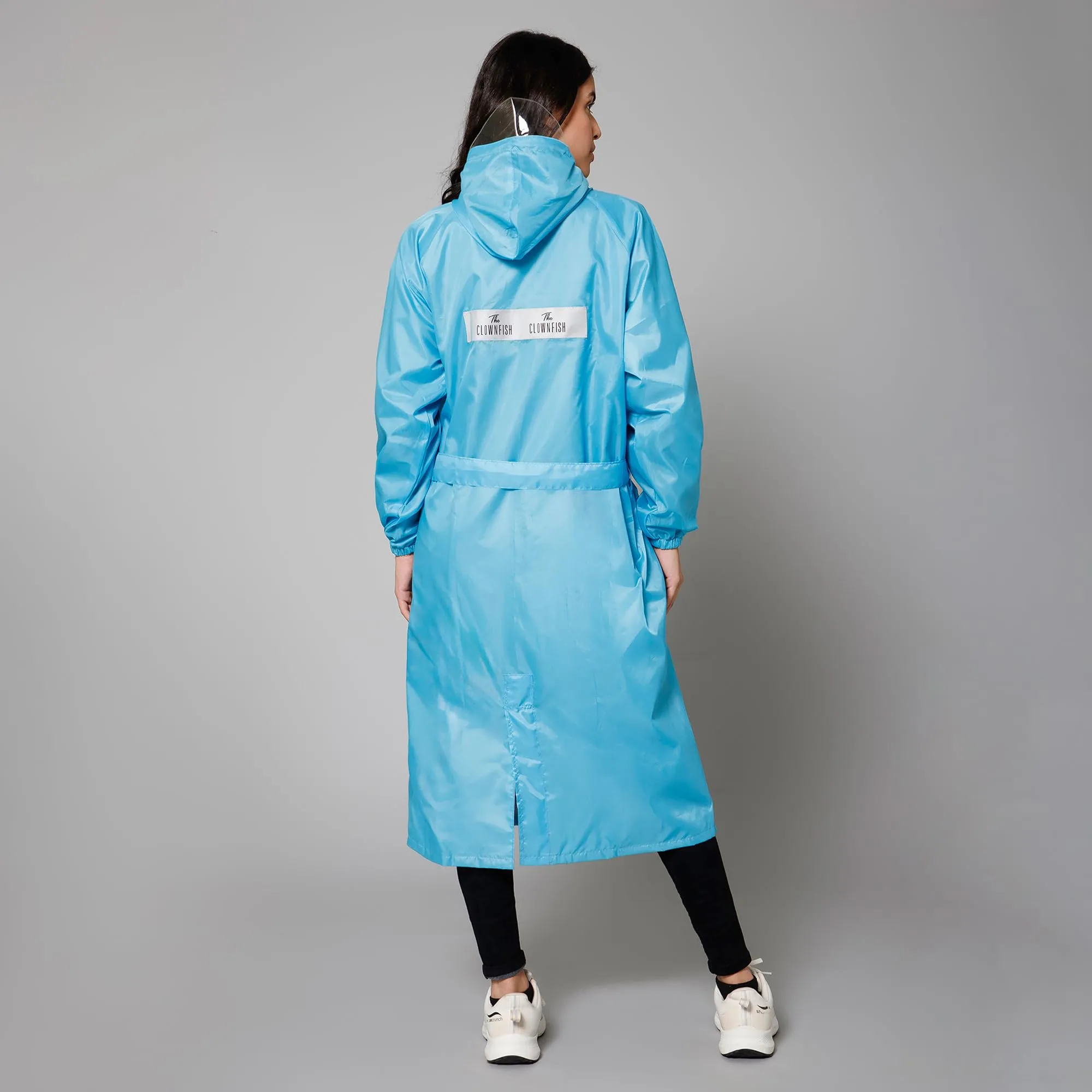 THE CLOWNFISH Raincoats for Women Raincoat for Ladies Waterproof Reversible Double Layer. Drizzle Diva Series (Turquiose Blue, XXX-Large)