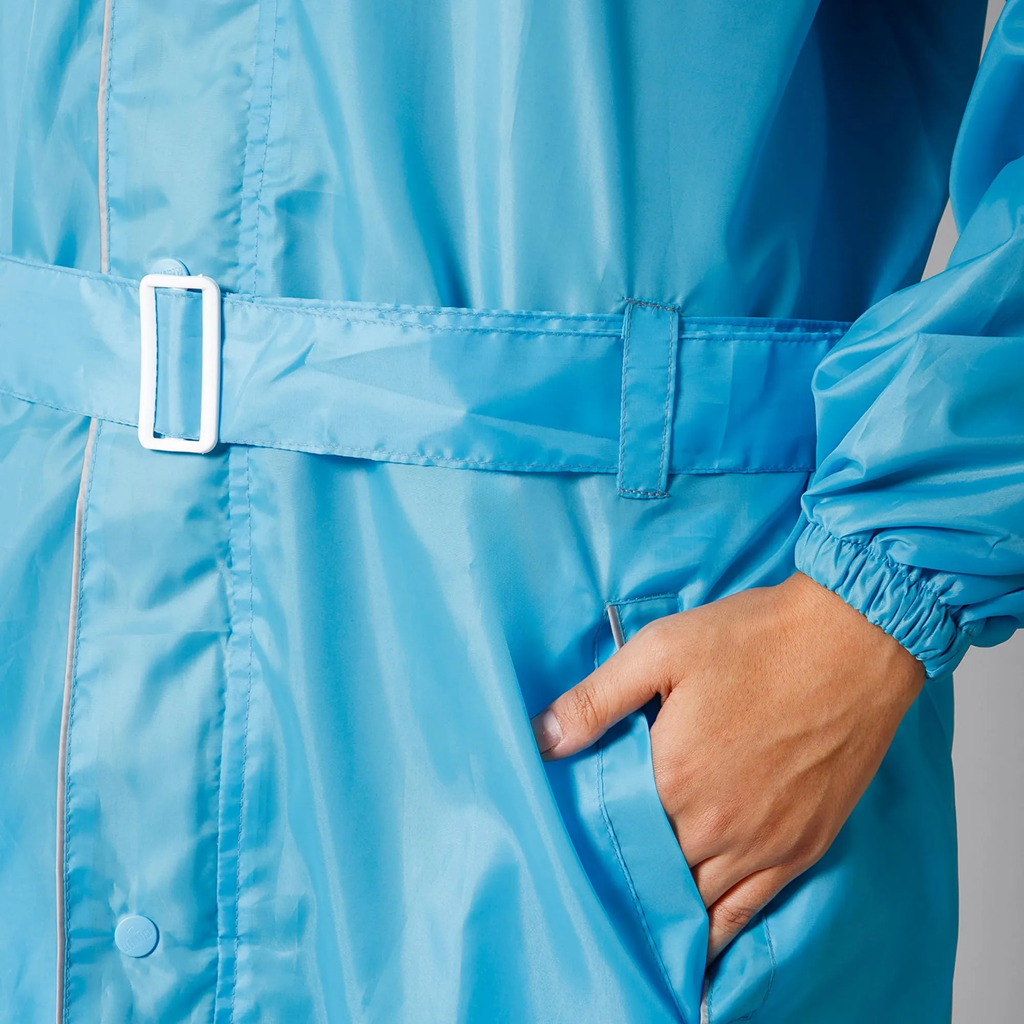 THE CLOWNFISH Raincoats for Women Raincoat for Ladies Waterproof Reversible Double Layer. Drizzle Diva Series (Turquiose Blue, XXX-Large)