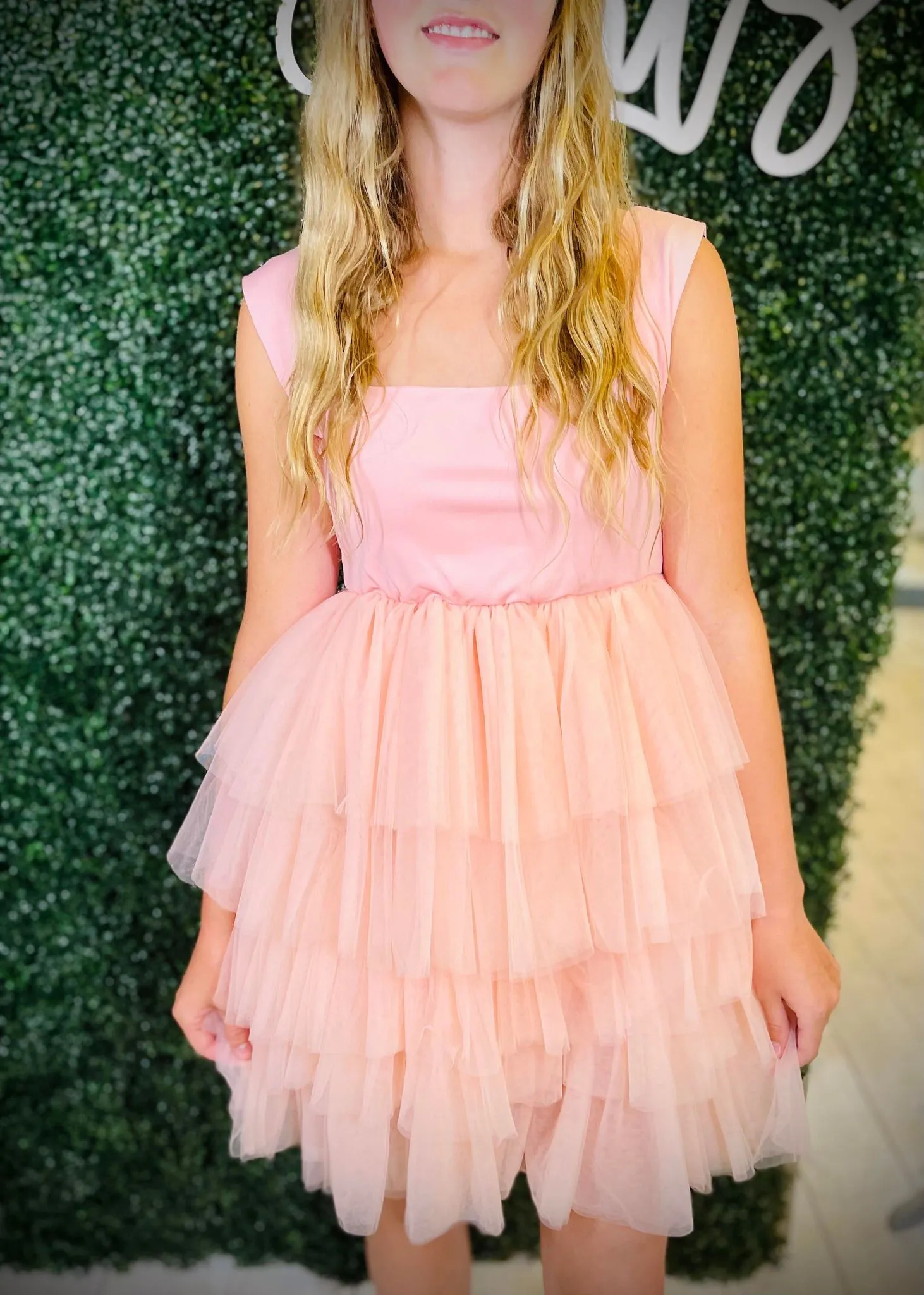 Tiered Tulle Blush Dress