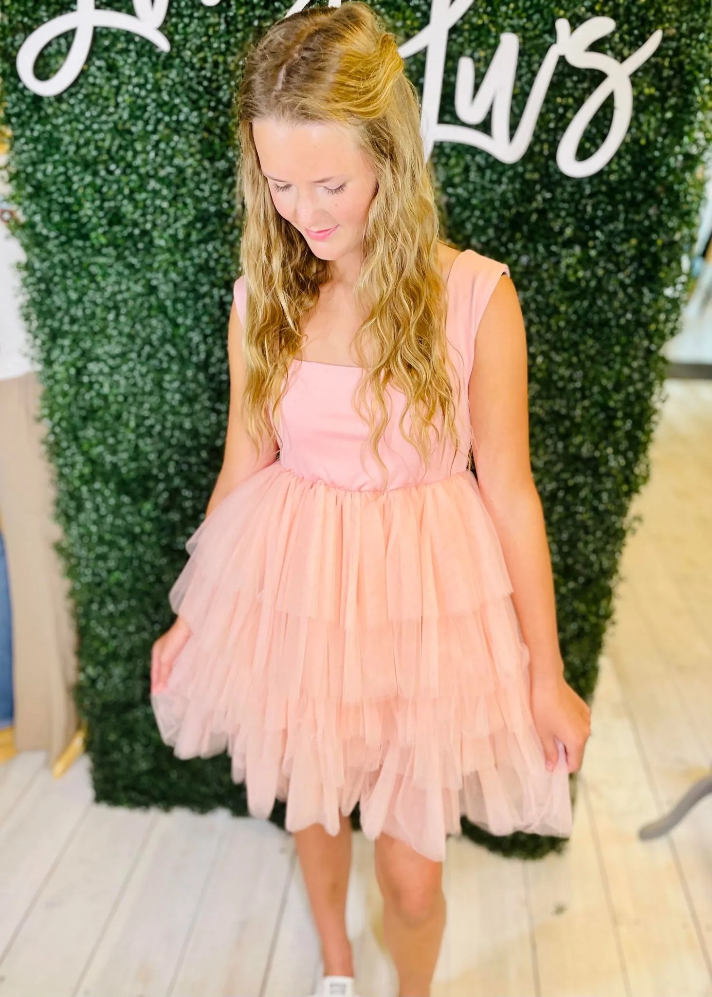 Tiered Tulle Blush Dress