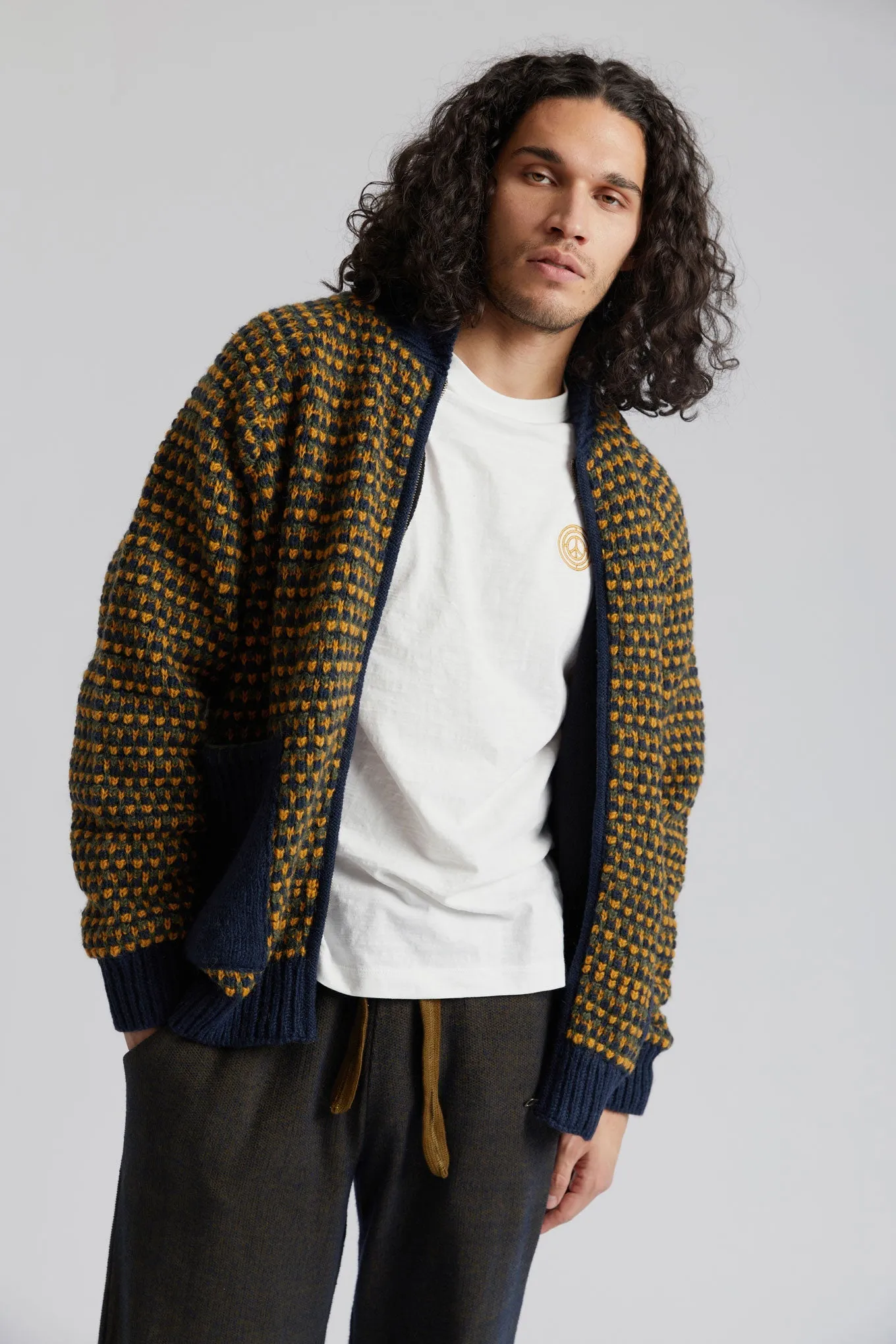 Twist Knot Wool Jacket Mustard