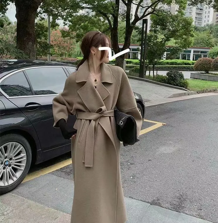 Uniwim New Sicilian Lazy Coat Elegant Double-Sided Cashmere Extended Loose plus Size High-Grade Woolen Coat