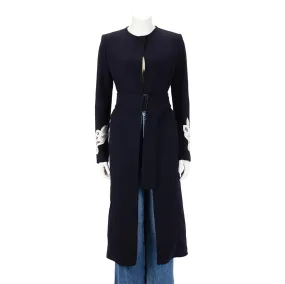 Victoria Beckham Navy Wool Lace Detail Coat UK 10