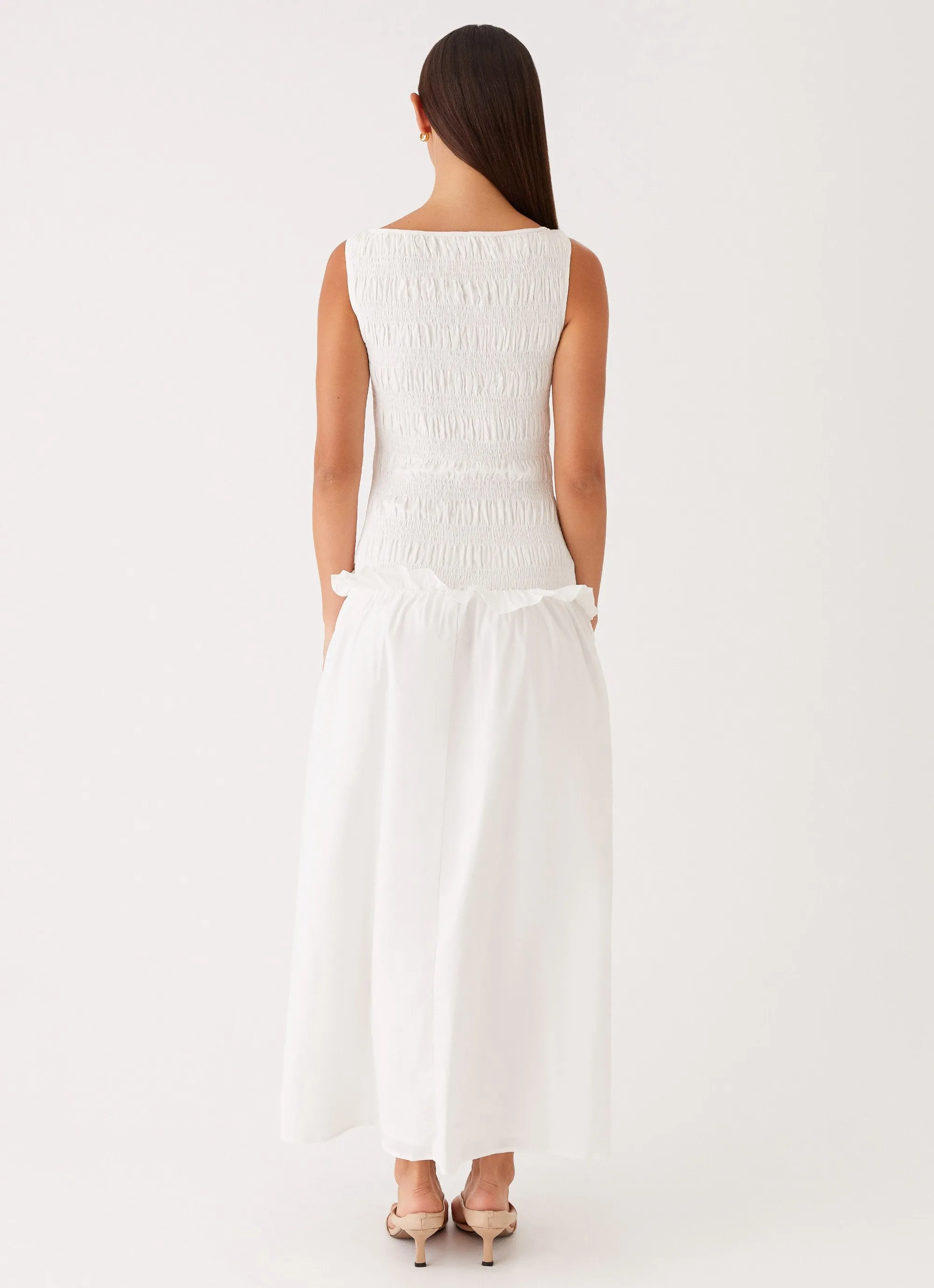 Vienna Anna Ruffle Maxi Dress - Ivory