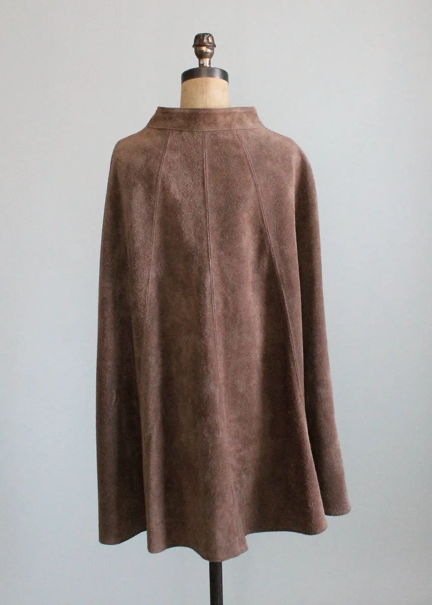 Vintage 1960s Two Tone Brown Suede MOD Cape