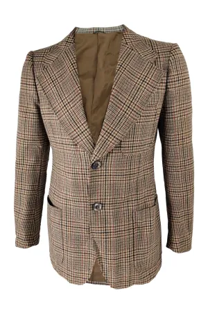 Vintage 70s Mens Wide Lapel Patch Pocket Check Blazer, 1970s