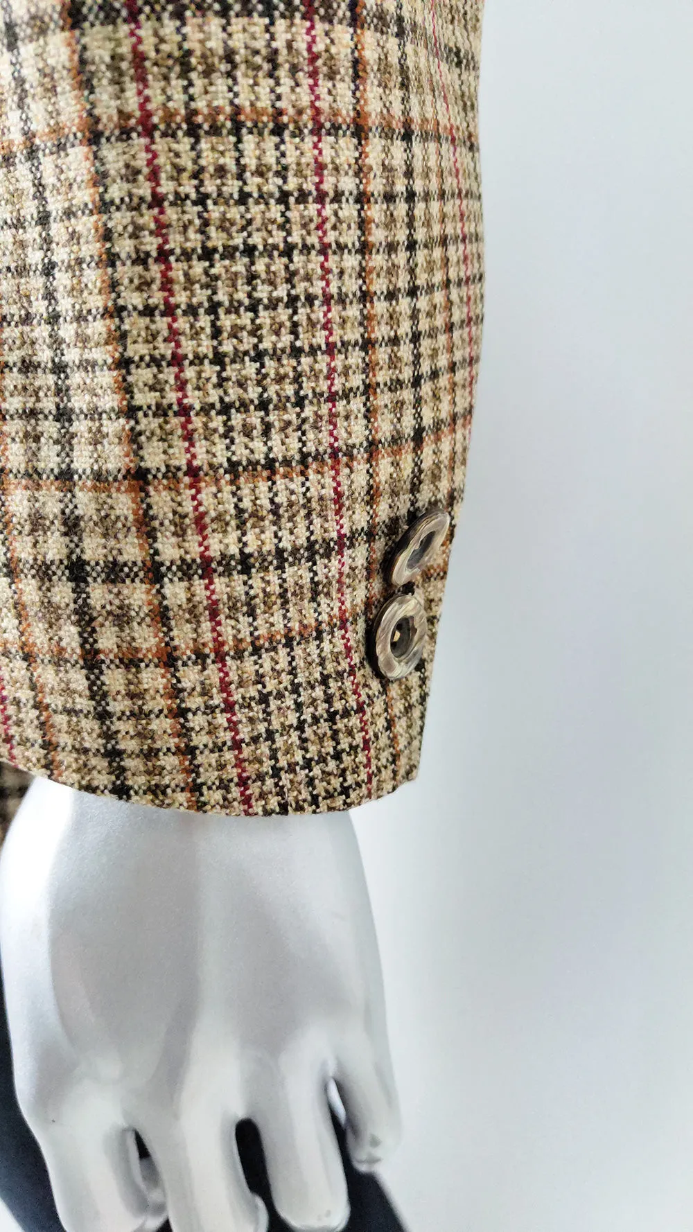 Vintage 70s Mens Wide Lapel Patch Pocket Check Blazer, 1970s