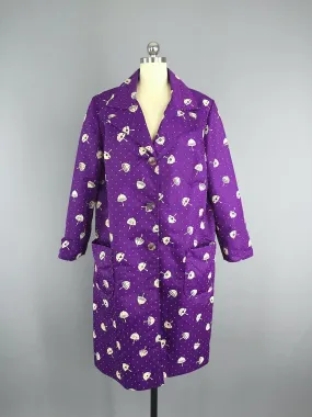 Vintage Raincoat / Purple Novelty Print Umbrellas