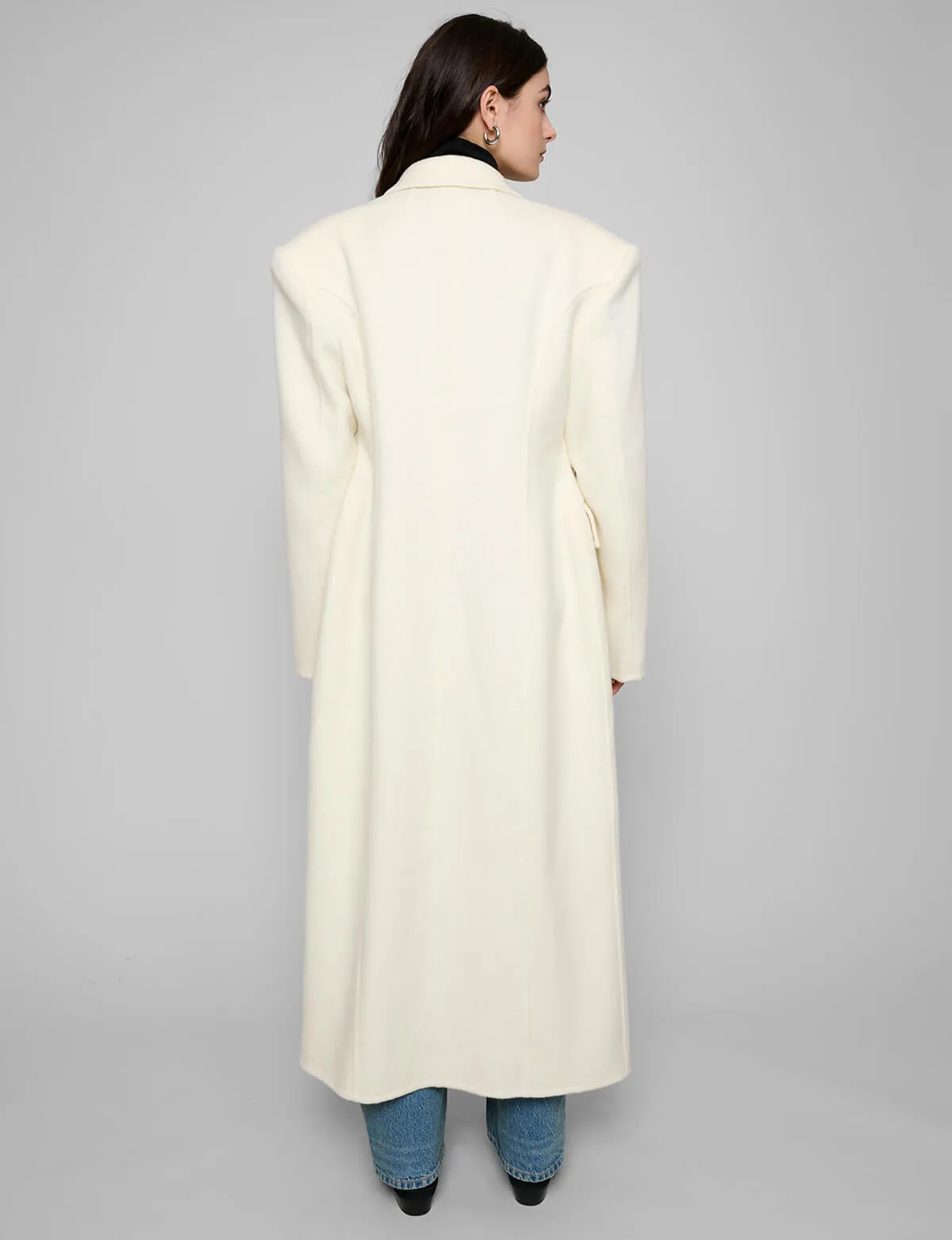 White Maxi Double Breasted Coat-BESTSELLER