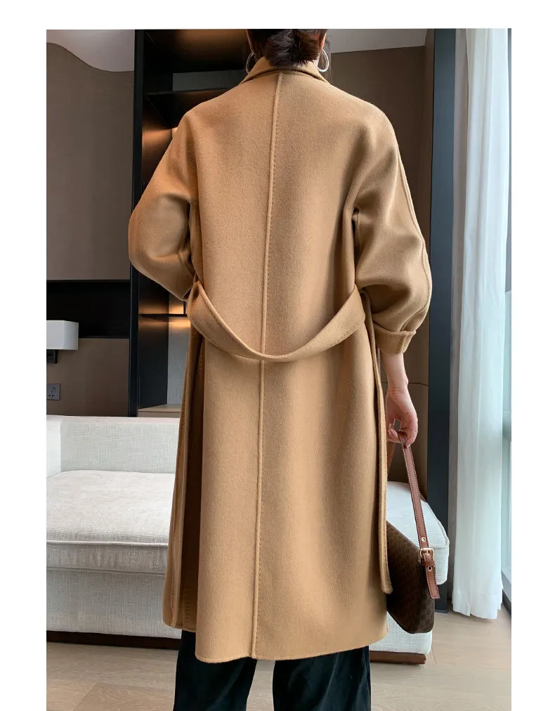 Wjczt Cotton Padded Autumn Winter New Classic Camel Wool Coat Loose Fashion Joker Temperament Woolen Coat Coats and Jackets Women