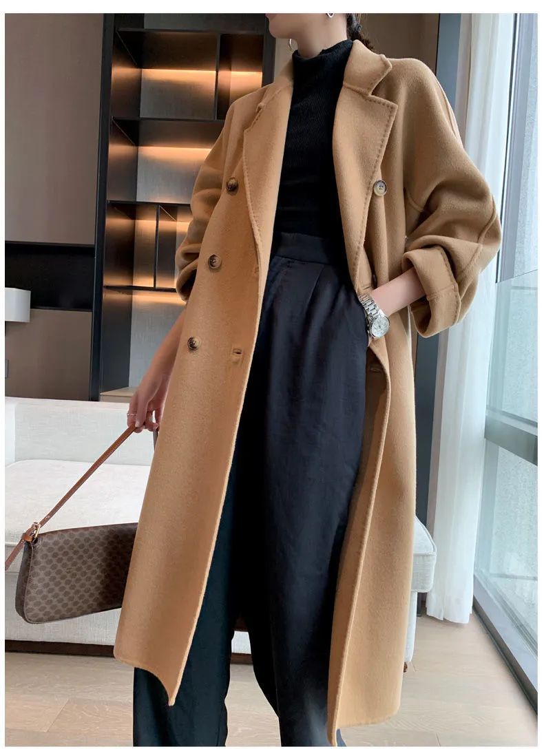 Wjczt Cotton Padded Autumn Winter New Classic Camel Wool Coat Loose Fashion Joker Temperament Woolen Coat Coats and Jackets Women