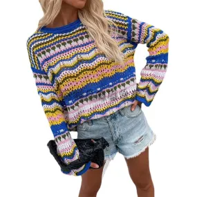 Women Knitting Rainbow Fall Sweaters