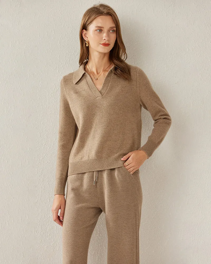 Women's Pure Cashmere Polo Collar Sweater