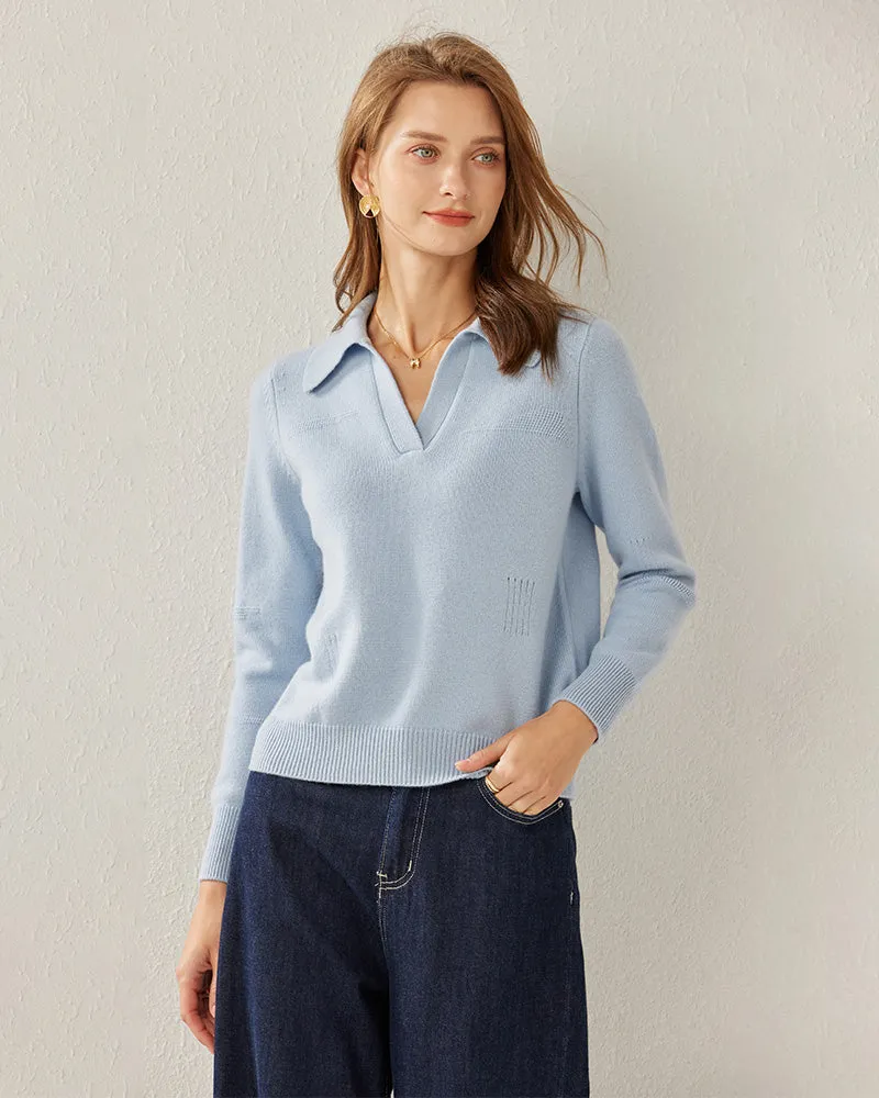 Women's Pure Cashmere Polo Collar Sweater