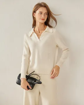 Women's Pure Cashmere Polo Collar Sweater