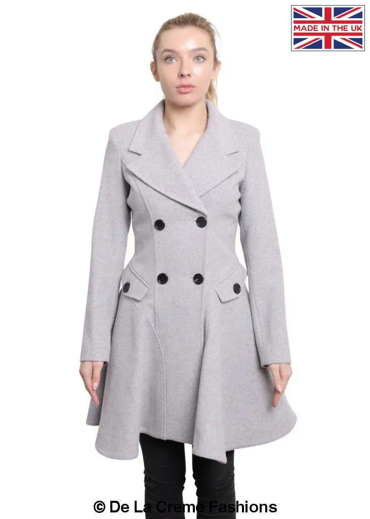 Wool Blend Double Breasted Skater Coat (1102)