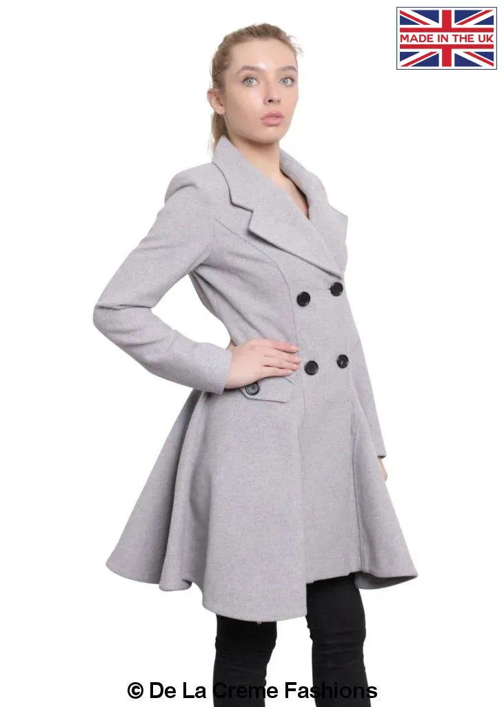 Wool Blend Double Breasted Skater Coat (1102)