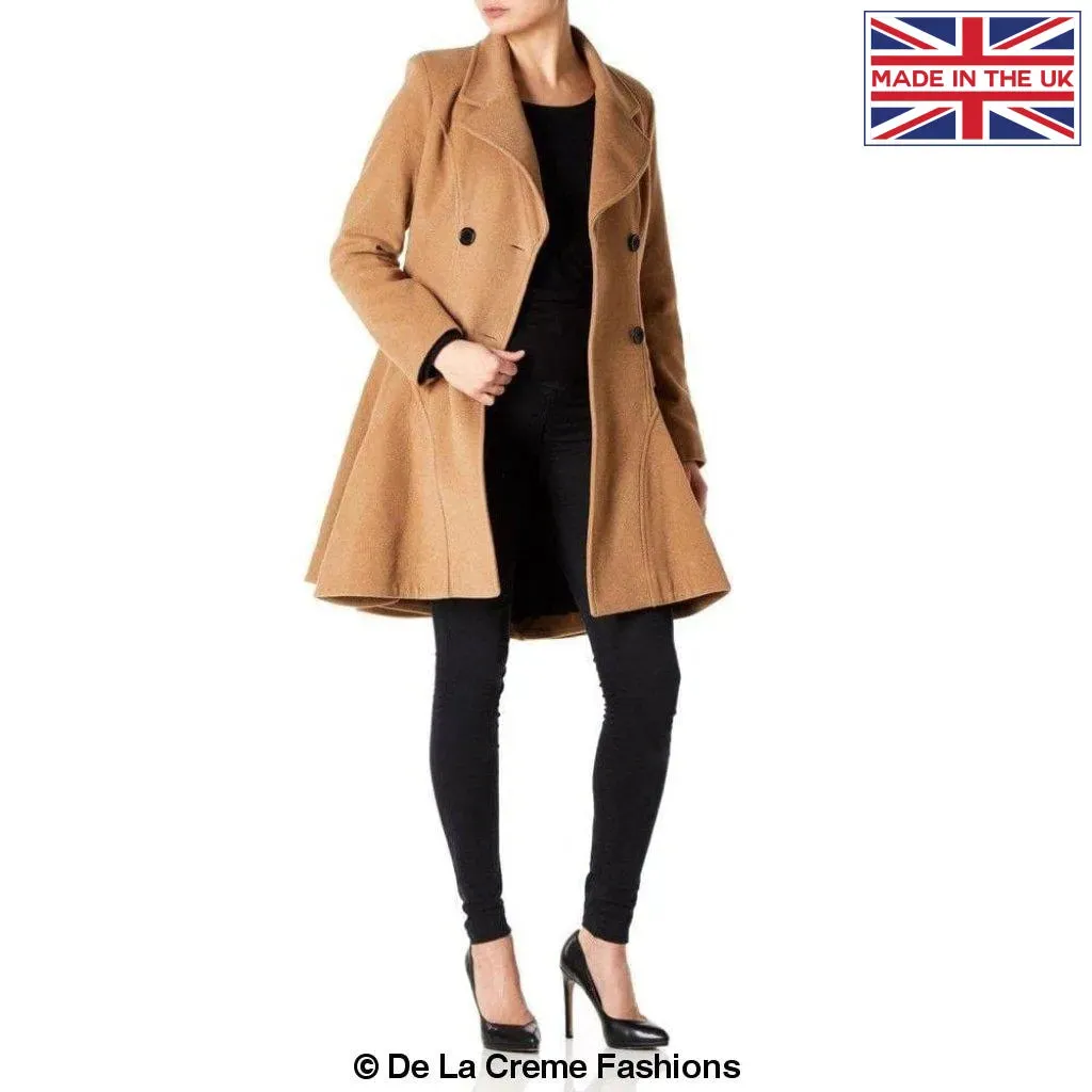 Wool Blend Double Breasted Skater Coat (1102)