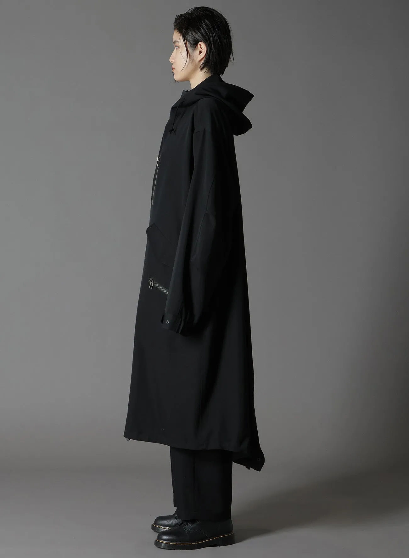 WOOL GABARDINE ZIPPER POCKET MOD COAT